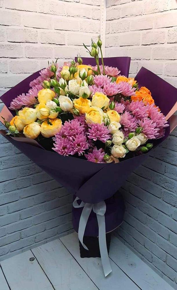 Букет цветов из: Хризантемы и Розы в Исетское