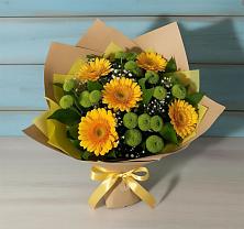 Букет цветов из:  Герберы и Хризантемы в Исетское
