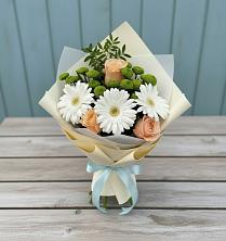 Букет цветов из:  Герберы, Розы и Хризантемы в Исетское
